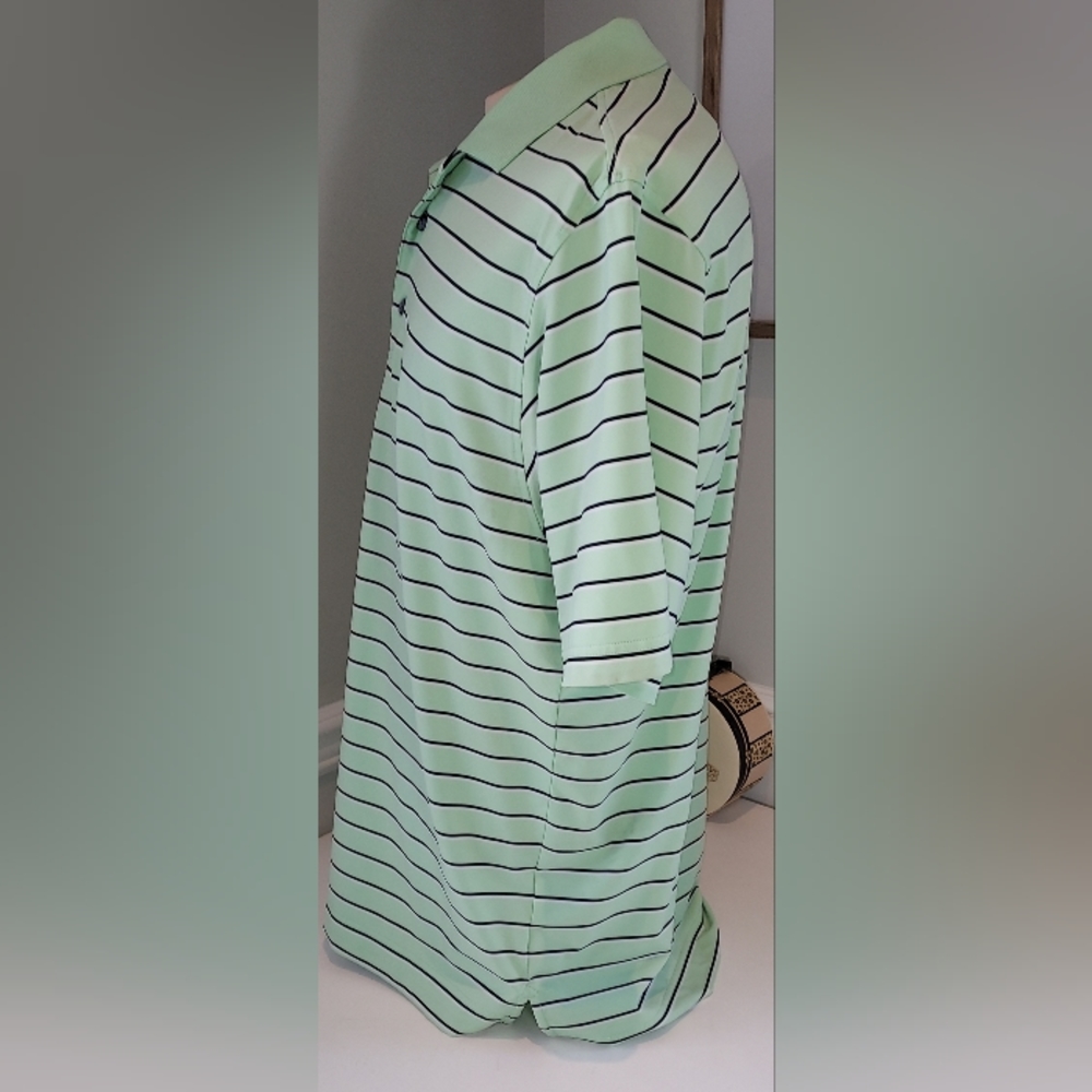 Fj Collared Partial Button Down Green/White/Black… - image 2